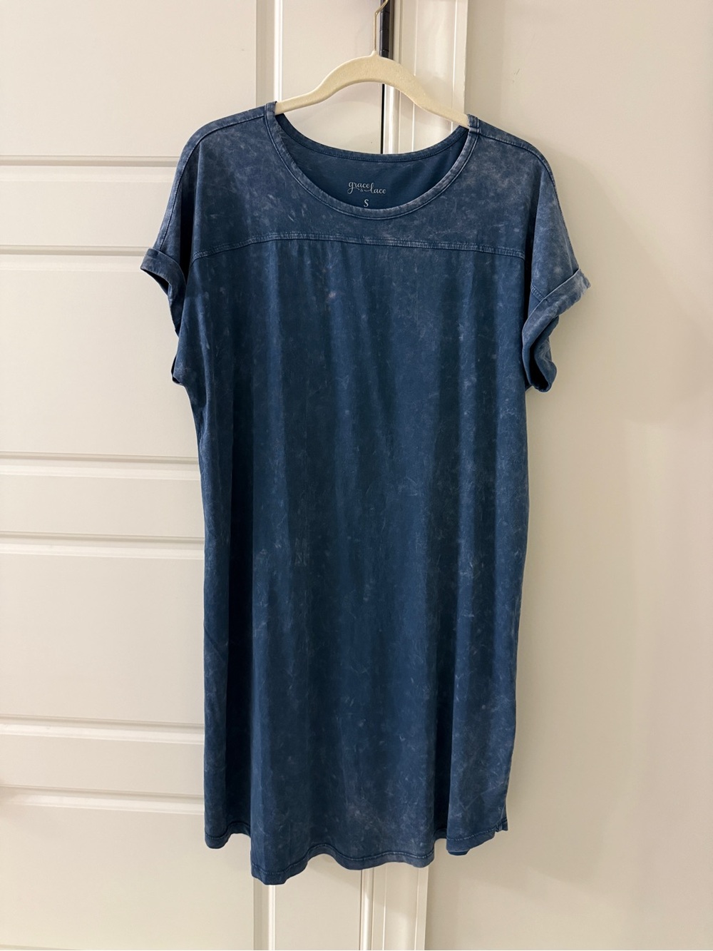 Grace & Lace Blue Acid Wash T-Shirt Dress